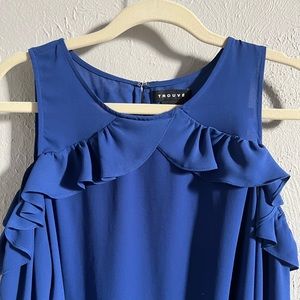 Blue Cold Shoulder Blouse